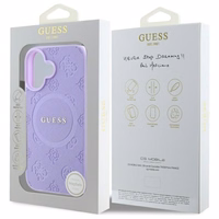 Guess Saffiano Peony Classic Logo Magnetinis dėklas iPhone 16 Plus - violetinis