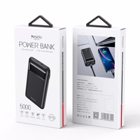 yesido Powerbank YP33 5 000 mAh LED,  2xUSB-A + USB-C juodas