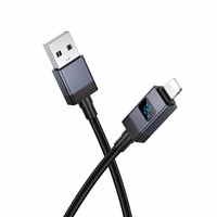 Kabelis USB A į Lightning Hoco 2,4A su ekranu 1 m X118 juodas