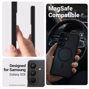 Crong Hybrid Matte Magnetic MagSafe dėklas, skirtas Samsung Galaxy S26, pilkas
