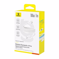 Baseus Dynamic 4 Pro 100W USB-C - USB-C magnetinis kabelis 1m - baltas