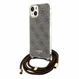Guess Crossbody Cord 4G Print dėklas telefonui iPhone 15 / 14 / 13 - rudas