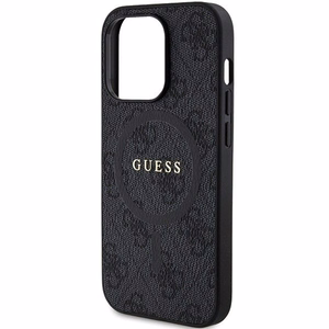 Dėklas Guess PU Leather 4G Colored Ring MagSafe Apple iPhone 15 Pro juodas