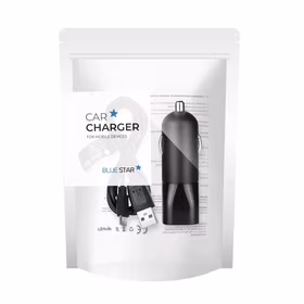 Automobilinis įkroviklis BLUE STAR 2A USB A + kabelis USB A į Micro USB juodas