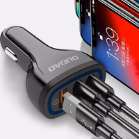 Automobilinis įkroviklis Dudao "R7S" juodas 18W (1xQC3.0 / 2xUSB