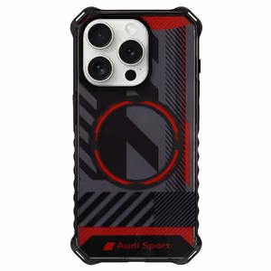 Audi IML Sport Magnetinis dėklas telefonui iPhone 15 Pro 6.1" juodas/juodas kietas dėklas AU-IMLMIP15P-RSQ/D2-BK