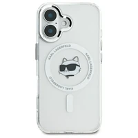 Karl Lagerfeld IML Metal Choupette Head Magnetinis iPhone 16 dėklas - baltas