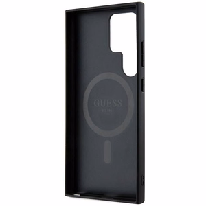 Guess 4G Collection Odinis Metalinis Logotipas Magnetinis dėklas telefonui Samsung Galaxy S24 Ultra - juoda