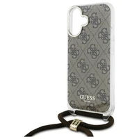 Guess Crossbody Cord 4G Print dėklas su dirželiu iPhone 16 - rudas