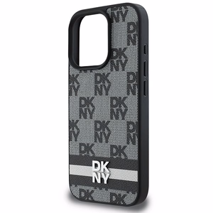 DKNY patikrinto rašto ir spausdintų dryžių dėklas telefonui iPhone 16 Pro Max - juodas