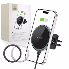 Tech-Protect A2 automobilinis laikiklis telefonui su MagSafe 15W indukciniu įkrovikliu ventiliacijos angai - juodas