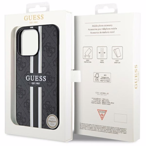 Guess GUHMP13XP4RPSK iPhone 13 Pro Max 6.7" juodas/juodas kietas dėklas 4G Printed Stripes MagSafe