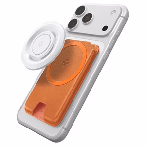 Spigen Valentinus MagFit+ magnetinis „MagSafe“ kortelių dėklas telefonui – oranžinis