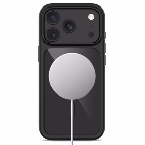 Tech-Protect MagOne CC MagSafe dėklas su 2 grūdintais stiklais, skirtas iPhone 18 Pro / 17 Pro, skaidrus juodas