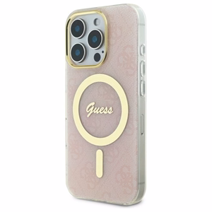 Guess IML 4G Magnetinis dėklas telefonui iPhone 16 Pro - rožinis