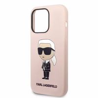 Karl Lagerfeld Silikoninis Ikonik dėklas telefonui iPhone 14 Pro Max - rožinis
