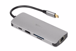 iBox IUH3RJ4K šakotuvas USB Type-C 5000 Mbit/s Sidabrinis
