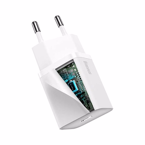 Įkroviklis Baseus Super Si 20W USB-C + USB-C to Lightning cable 1.0m baltas TZCCSUP-B02