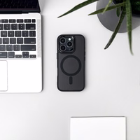 Blizgus dėklas MagSafe iPhone 16 Plus - juodas su blizgučiais