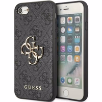 Guess GUHCI84GMGGR iPhone 7/8/SE 2020/2022 pilkas/pilkas kietas dėklas 4G Didelis Metalinis Logotipas