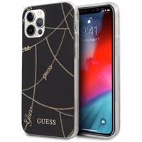Guess Gold Chain Collection dėklas telefonui iPhone 12 Pro Max 6.7" - Juodas