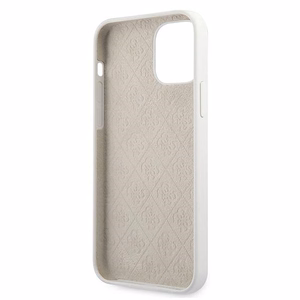 Guess GUHCP12SLSLMGWH iPhone 12 mini 5.4" baltas/baltas kietas dėklas Metal Logo Script