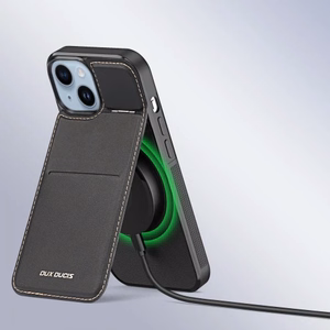 3in1 piniginės dėklas su stovu iPhone 15 Plus MagSafe RFID blokatorius Dux Ducis Rafi Mag - juodas