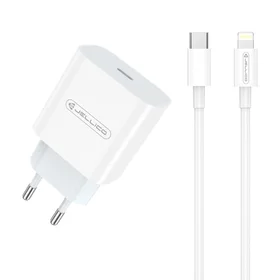 Įkroviklis Jellico AK180 20W USB-C + USB-C to Lightning cable 1.0m baltas