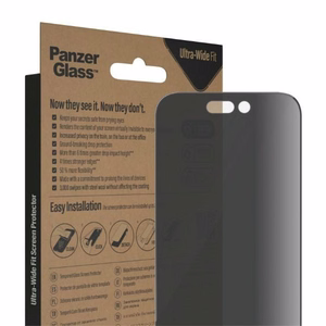 PanzerGlass Ultra-Wide Fit Apsauginis Stiklas Antibakterinis Privatumas su Pozicionieriumi telefonui iPhone 14 Pro