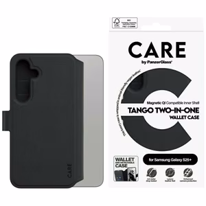 CARE by PanzerGlass Funkcinis Tango 2in1 piniginės dėklas telefonui Samsung Galaxy S25+ - Juodas