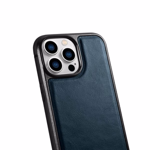 iCarer odinis Oil Wax dėklas telefonui iPhone 14 Pro Max, odinis dėklas mėlynas (WMI14220720-BU)