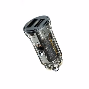 WEKOME WP-C40 Vanguard Series automobilinis įkroviklis, 2 × USB-A, 15 W, juodas ir skaidrus