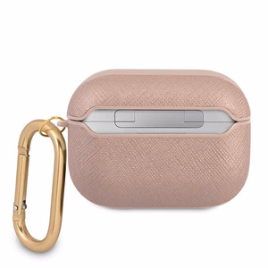 Guess GUAPSASMP Dėklas AirPods Pro rožinis Saffiano Script Metal kolekcija