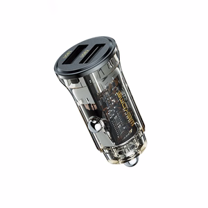 WEKOME WP-C40 Vanguard Series car charger, 2 × USB-A, 15 W, black and clear