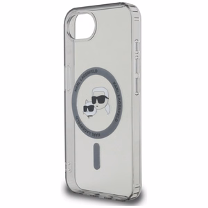 Karl Lagerfeld IML metalinis Karl & Choupette galvų Magnetinis dėklas telefonui iPhone 16e - juodas