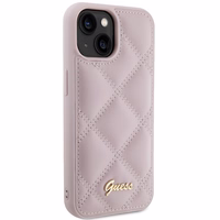 Guess Quilted Metal Logo dėklas telefonui iPhone 15 - rožinė