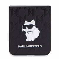 Karl Lagerfeld Saffiano Monogram Choupette Pin dėklas telefonui Samsung Galaxy Z Flip 5 - juoda