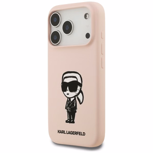 KARL LAGERFELD dėklas telefonui IPHONE 17 Pro Max su MagSafe suderintas (silikoninis su KL eskizu ir logotipu) - rožinis
