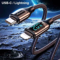 USAMS Pintas laidas U78 USB-C naLightning LED 1.2m 20W PD Fast Charge baltas/white SJ545USB02 (US-SJ545)
