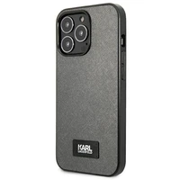 Karl Lagerfeld Saffiano plokštelės dėklas telefonui iPhone 13 Pro Max 6.7" - sidabrinis