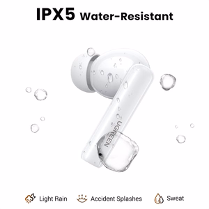 Ugreen HiTune T6 belaidės ausinės su ANC funkcija + USB-A - USB-C laidas baltos