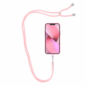 SWING (6mm) telefono dirželis, telefono pakabukas su reguliuojamu ilgiu / virvelės ilgis 165 cm (maks. 82,5 cm kilpoje) / ant peties arba kaklo – šviesiai rožinis