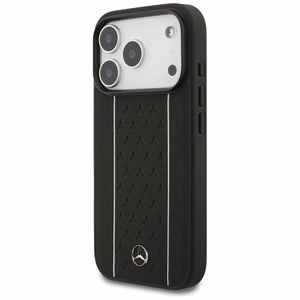 Mercedes Leather Star Pattern Stripes MagSafe Case for iPhone 17 Pro - Black