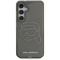 Karl Lagerfeld dėklas telefonui su kalnų krištolais Karl Head logotipu Samsung Galaxy S25 juodas