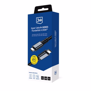 3mk Hyper Cable N-SERIES USB-C / USB-C Thunderbolt 4 2m 48V / 5A 40Gb/s 240W 8K60Hz - juodas