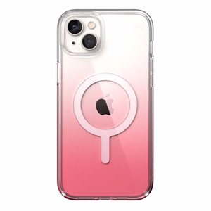 Speck Presidio Perfect-Clear + Ombre + MagSafe case for iPhone 15 Plus / 14 Plus, with Microban antimicrobial protection, Clear / Vintage Rose Fade