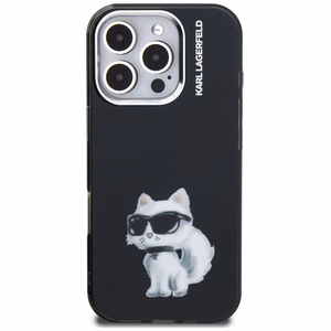Karl Lagerfeld IML Aquarelle Choupette & Logo iPhone 16 Pro deklas - juodas