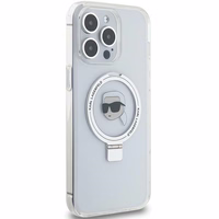 Karl Lagerfeld KLHMP15XHMRSKHH iPhone 15 Pro Max 6.7" baltas kietas dėklas su stovu Karl Head MagSafe