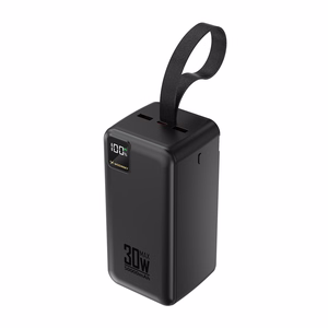 Wozinsky W8-B 50000mAh 30W išorinė baterija, 2xUSB-A, 2xUSB-C, USB micro, su žibintuvėliu, juoda