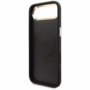 GUESS dėklas telefonui IPHONE 17 Air, suderinamas su MagSafe GUHMP17MP4GTDGMK (4G PU W/ Triangle Logo) auksinis ir juodas